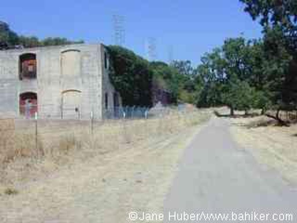 Old winery buildings along the trail