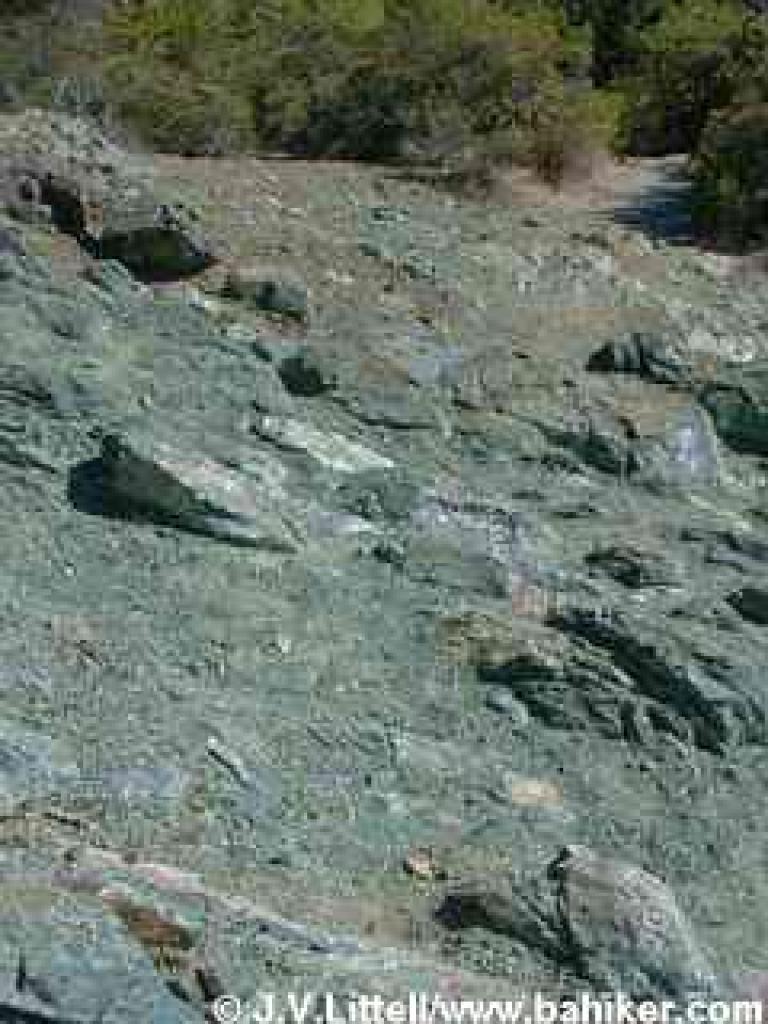 The distinctive greenblue serpentine color