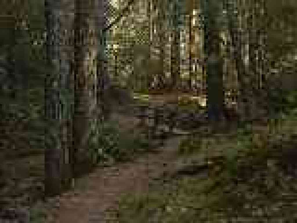 At the end of the bridge stayto the left