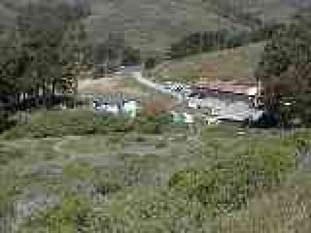 View down to the stables